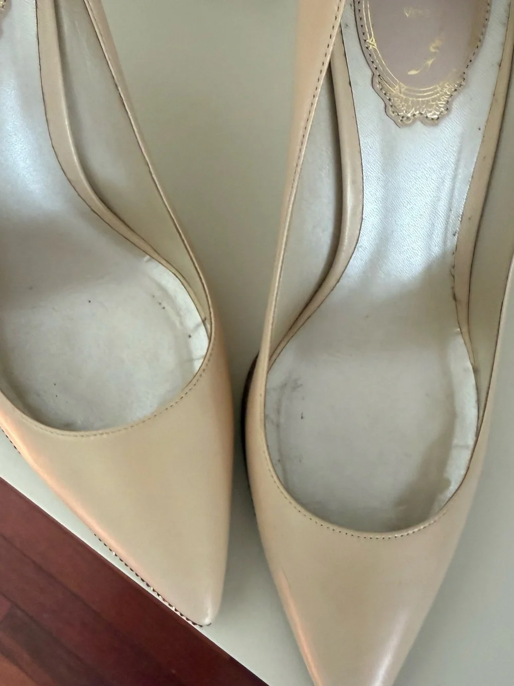 Rene Caovilla Nude Patent Stiletto Pumps